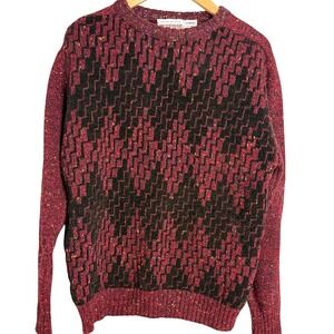 McGregor Vintage Wool Blend Geometric Confetti Fleck Sweater Mens Large Burgundy